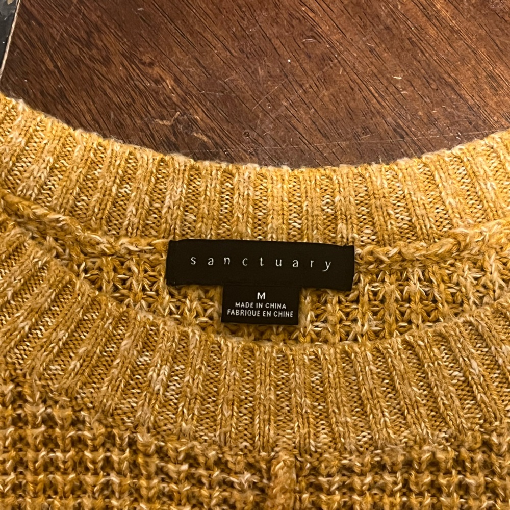 Sanctuary Sorry Not Sorry Ivory Chunky Knit Sweater Drop Shoulder Size Medium - Picture 3 of 4